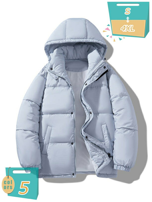 冬物 メンズ 中綿ジャケット ダウンジャケット 厚手 防寒着 アウター モコモコ 綿服 フード付き ゆったり シンプル 防風 保温性 綿入りブルゾン おしゃれ アウター 日常 カジュアル 大きいサイズ ジップアップ トップス mi-ya-bi