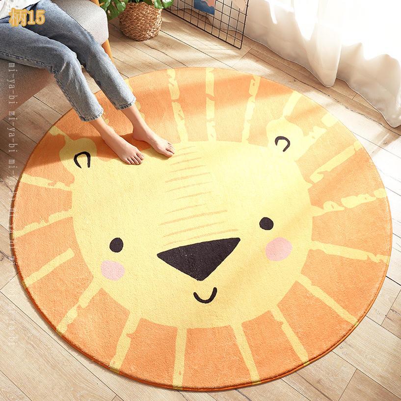 ラグ 洗えるカーペット 円形 サラふわ 丸 丸型 北欧 おしゃれ じゅうたん カーペット アニマル柄 シャギーラグ 猫柄 ライオン柄 ラグマット 円型 洗濯 サークル 滑り止め フランネル mi-ya-bi [3]