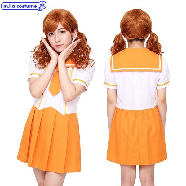 Rakuten - 1253A▼【送料無料・即納】 オレンジセーラー サイズ：Men's 男の娘 夏服 半袖 白 コスチューム コスプレ
