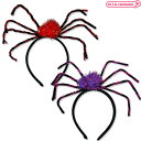 1302B■【送料無料・即納】B品 蜘蛛カチューシャ 色:レッド/パープル 赤 紫 クモ くも 大きめ ハロウィン 仮装アイテム 目立つ イベント コスプレ 足...