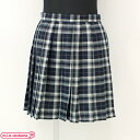 1101B■【送料無料・即納】 B品 ポケット付きのチェック柄プリーツスカート単品 色:濃紺×クリーム サイズ:L スクールスカート UNST-0325X 10...