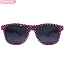 1315K■【送料無料・即納】B品 チェックサングラス 色:濃ピンク コスプレ パーティグッズ ハロウィン おもしろ 仮装 変装 宴会 ネタ ジョーク カッコい...