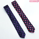 1205HI■【送料無料・即納】B品 ネクタイ 細身ドット柄 黒地 色:濃ピンク/パープル 水玉 ブラック 紫 スクール カジュアル オシャレ ハロウィン コス...