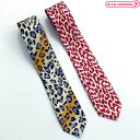 1281D▲【送料無料・即納】B品 ネクタイ 細身ヒョウ柄 色:イエロー/ボルドー 黄色 赤 レオパード スクール カジュアル オシャレ ハロウィン コスプレ