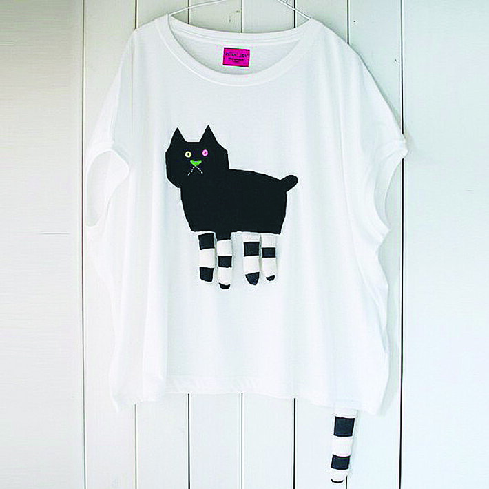 【送料無料】猫 レディース ワイドTシャツ フリ...の商品画像