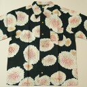【即配】和柄国産浴衣アロハシャツ「菊尽くし」(ブラック)