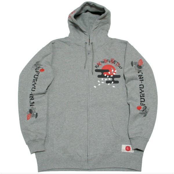 【20%OFFセール】和柄ZIPパーカージャケット「花鳥風月」花札 福 アメカジ 裏起毛 パイル 京都 メンズ レディース 大きいサイズ 生地 服 手染 京友禅 送料無料