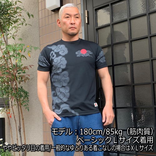 和柄 クールドライ 冷感 Tシャツ「雲文様」縁起物 日ノ出 天平雲 吉祥模様 唐長模様 半袖 tシャツ 送料無料 メンズ レディース 大きいサイズ 手染 京都 最大5L