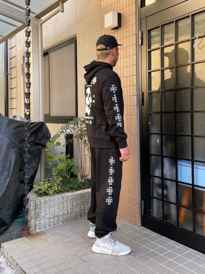 【20%OFFクーポン対象品】和柄上下セット【3L〜5L】プルパーカー「GAZE SKULL」(ゲーズスカル)ドクロ 骸骨 アメカジ パジャマ スウェット パイル 京都 メンズ レディース 大きいサイズ 手染 京友禅