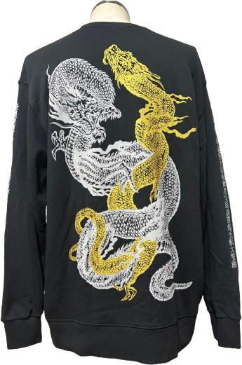 乐天商城 - 【即配ブラック4L(3XL)サイズ】【最大P47倍】【25%OFFクーポン対象品】和柄トレーナー「双竜」
