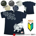 【開店20周年記念 20%OFFクーポン対象品】和柄Tシャツ「唐獅子」2Lまで 極厚生地 冬でも着れるTシャツ 半袖 tシャツ 送料無料 メンズ レディース 生地 服 手染 京友禅 唐草