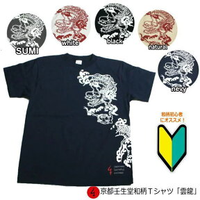 和柄Tシャツ「雲龍」2Lまで 極厚生地 冬でも着れるTシャツ 半袖 tシャツ 送料無料 メンズ レディース 生地 服 手染 京友禅