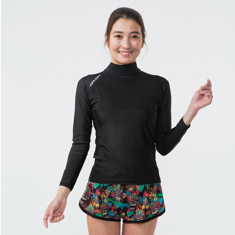 乐天商城 - [ GRUSH ] ロングスリーブ ラッシュガード (ユニセックス)[ ブラック / ブラックステッチ ]