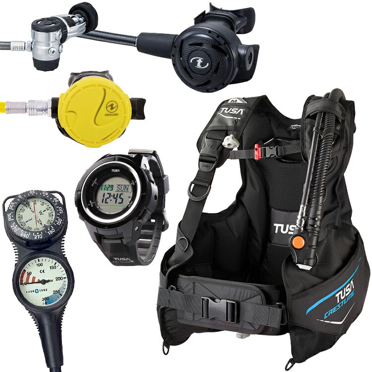 [ TUSA / AQUALUNG ] BC0602B + RS1103J ダイブコンピュータ付き重器材5点セット レギュレーター オク..