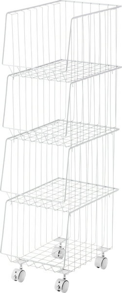 スタッキングワゴン 4段 バスケット ワゴン クローゼット 収納 棚 パントリー 棚 収納ケース 衣装ケー..