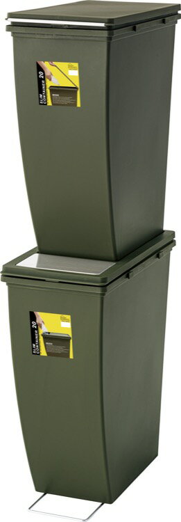 【※お買い物マラソン開催中※ 9/19 20:00〜9/24 01:59まで!】ゴミ箱 コンテナ スリム 20L 20リットル ふた付き ミニキャスター付き 移動式 スタック 重ね置き 省スペース キッチン リビング 寝室 ベッドルーム 分別 足元 上開き グリーン 北欧 おしゃれ デザイン モダン 人