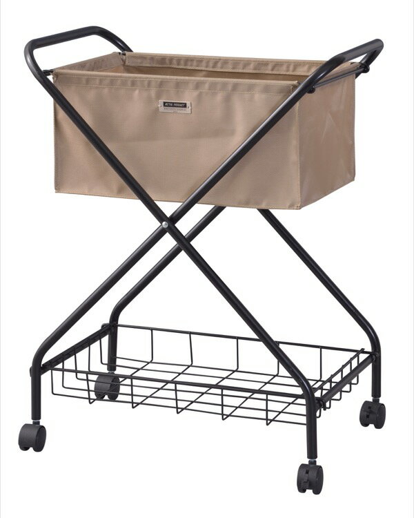 ワゴン キャスター付き おしゃれ ベージュ 折りたたみ バスケット 多用途 スリム シンプル スタイリッ..