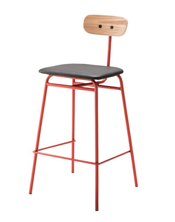 ハイチェア カウンター おしゃれ レッド スチール ソフトレザー スチール 店舗 ユニーク 個性的 北欧 お洒落 モダン デザイン テイスト スタイル カフェ風 人気 おすすめ アイテム インテリア 家具 新生活 一人