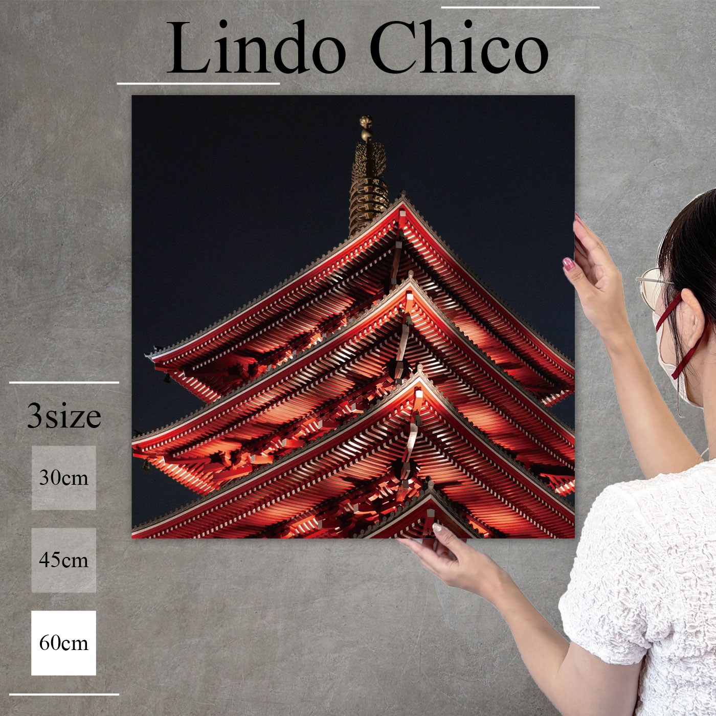 インテリア 雑貨 おしゃれ アートパネル 絵画 和 壁掛け 和柄 和室 和風 日本 夜景 浅草寺 五重塔 写真..