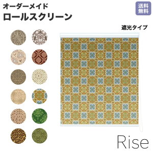 ロールスクリーン Rise 遮光 幾何学模様 和柄 黄色 茶色 崖 幾何学模様 ライズ オーダー 1cm単位 間仕切り 窓 目隠し 個性的 カラフル 転写 メカキット オシャレ チェーン 調光 柄 デザイン パターン 賃貸