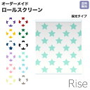 ロールスクリーン Rise 採光 水玉模様 星 星柄 ライズ オーダー 1cm単位 間仕切り 窓 目隠し 個性的 スター 転写 メカキット オシャレ チェーン 調光 柄 デザイン パターン 賃貸 新築 簡単 特注 取付け 180cm 60cm 90cm 130cm 80cm diy 北欧