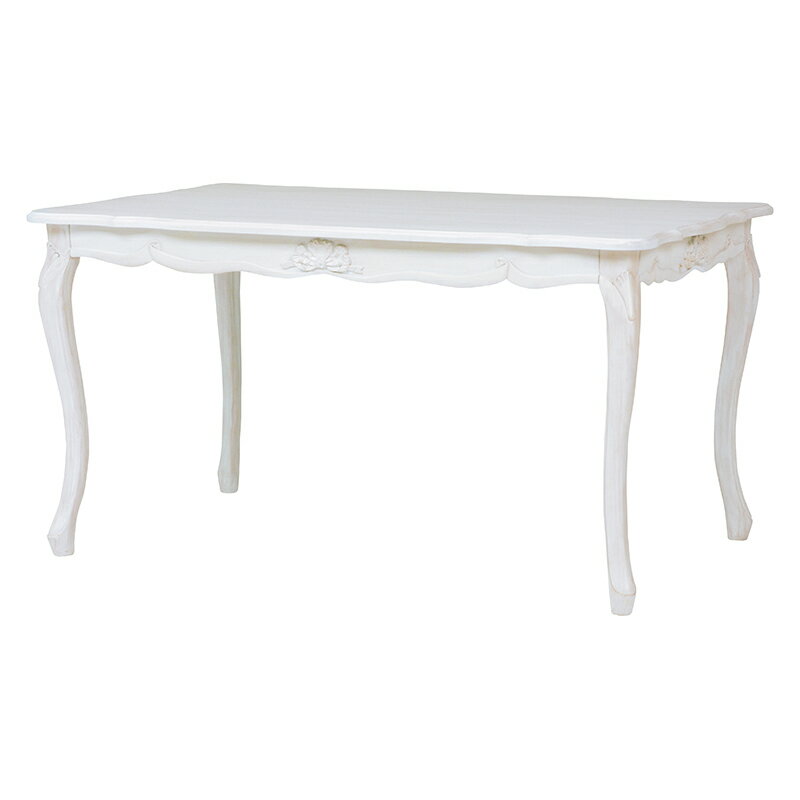 ダイニングテーブル 長方形 おしゃれ アンティークホワイト 四角 姫 木製 上品 リボン 可愛い 北欧 お..