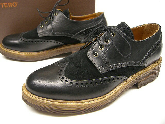 【BUTTERO(ブッテロ)】【レザーウイングチップシューズB5623UTHGB/オックスフォードシューズ/ビジネスシューズ/カジュアルシューズ/メダリオン/ブーツ】【PE TOSCH 01 NERO/PE SCAA 01 NERO(ブラック/黒/BLACK)スエード】【メンズ】【サイズ41/42/44】