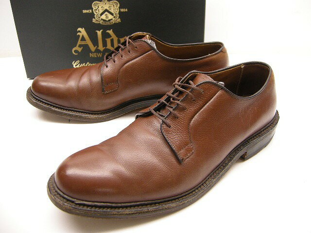 【Alden/オールデン#930プレーントゥーシューズ】【USED/中古】【メンズ】【サイズUS 9.5D(27.5cm)】【ブラウン/カーフレザー/シボレザー】