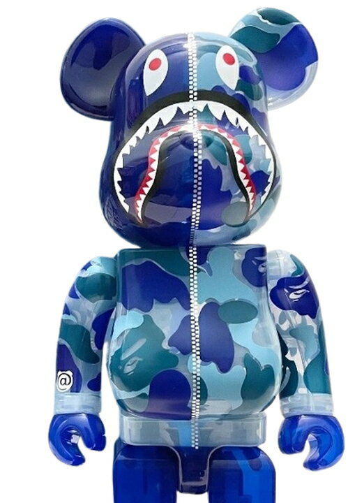 【MEDICOM TOY/メディコムトイ/ベアブリック/BE@RBRICK/CLEAR ABC CAMO SHARK 1000% Blue/4530956588254】【クリアー/アベイシングエイプ/ベイプ/BAPE/APE/迷彩/カモフラージュ/シャーク/サメ/ブルー迷彩】