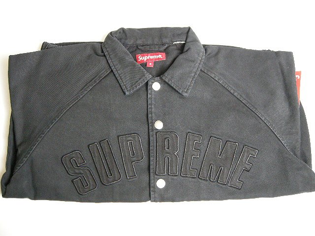 シュプリーム コーチジャケット メンズ 【2018AW Supreme/シュプリーム/Snap Front Twill Jacket /スナップフロントツイルジャケット/アーチロゴ/JKT/スタジャン/コーチジャケット】【18FW/18AW/2018FW/秋冬】【ブラック/BLACK/黒】【メンズ/サイズS】