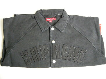 【2018AW Supreme/シュプリーム/Snap Front Twill Jacket /スナップフロントツイルジャケット/アーチロゴ/JKT/スタジャン/コーチジャケット】【18FW/18AW/2018FW/秋冬】【ブラック/BLACK/黒】【メンズ/サイズS】