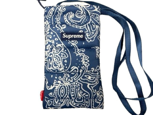 2022AW/Supreme Puffer Neck Pouch/ネックポーチ ポーチ/ポーチバッグ/携帯ケース/スマホケース/スマホバッグ/携帯バッグ/Blue Paisley/ブルーペイズリー/バンダナ柄/22FW/秋冬