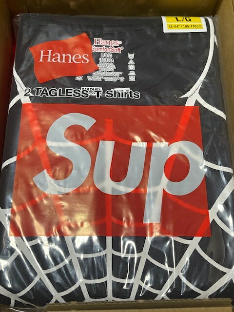 Rakuten - 2026SS/Supreme/シュプリーム/Hanes Spider-Man Tagless Tees 2PACK/ヘインズ スパイダーマン タグレス Tシャツ/Tee/半袖カットソー/mini box logo/ブラック/BLACK/サイズL