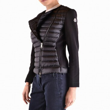 【MONCLER/モンクレール/AMY/エイミー】【レディース】【2017SS/春夏/ライダース型 異素材切替ライトダウンジャケット/ライトダウンカーディガン/999/ブラック/黒】【84982-8299A/スウェットジャージー】【サイズS/L】
