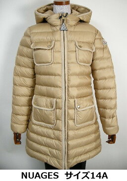 【MONCLER/モンクレール/NUAGES/ヌアジェス】【キッズ14Aサイズ(大人女性可)】【KIDS/キッズ/ガール/子供】【2017-2018AW/秋冬/フード付きダウンコート/ダウンパーカー/ロング/コート】【221/ベージュ】【サイズ14A (レディース0-1相当)】