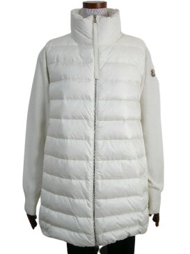 【MONCLER/モンクレール/CARDIGAN TRICOT/ニットダウンコート/ニットダウンジャケット/ライトダウンジャケット/ダウンカーディガン/ニット切替ダウン/レディース/2020-2021AW/秋冬/030/クリーム系/オフホワイト系/9B512-00-A9018/サイズL】