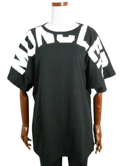 【MONCLER/モンクレール/T-SHIRT GIROCOLLO/半袖Tシャツ/TEE/オーバーサイズTシャツ/レディース (メンズも着用可)/2020SS/春夏/999/ブラック/黒/8C707-10-V8094/サイズL(レディースXL相当 メンズM-L相当)】