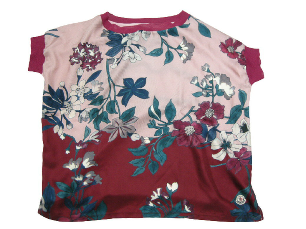 【MONCLER/モンクレール/T-SHIRT/シルク製 花柄 半袖Tシャツ/TEE/カットソー/ブラウス/レディース/2015SS/春夏/500/ピンク系/8...