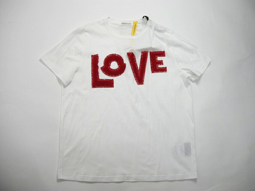 【MONCLER/モンクレール/GENIUS/ジーニアス/1952/T-SHIRT GIROCOLLO/LOVE Tシャツ/TEE/半袖/レディース/2019SS/春夏/001/ホワイト/白/サイズS ゆったりめ】【80596-00-8390X】
