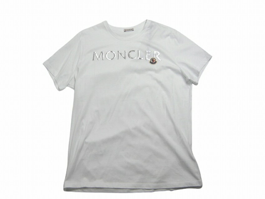 【MONCLER/モンクレール/T-SHIRT GIROCOLLO/ロゴワッペン付きTシャツ TEE 半袖T ロゴTシャツ カットソー/レディース/2021-2022AW/秋冬/001/ホワイト/白/サイズXL】【093-8C000-24-829FB】