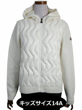 【MONCLER/モンクレール/ニットダウンジャケット】【キッズサイズ14Aサイズ(大人着用可)ガール/子供】【2020-2021AW/秋冬/フード付きライトダウンジャケット/ダウンパーカー/ダウンカーディガン/ニットセーター/034/ホワイト/KIDS/キッズサイズ14A (レディース0-1相当)】