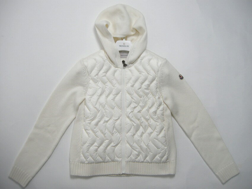 【MONCLER/モンクレール/ニットダウンジャケット/キッズサイズ12Aサイズ(大人着用可)ガール/子供/2020-2021AW/秋冬/フード付きライトダウンジャケット/ダウンパーカー/ダウンカーディガン/ニットセーター/034/ホワイト/KIDS/キッズサイズ12A (レディース00-0相当)】