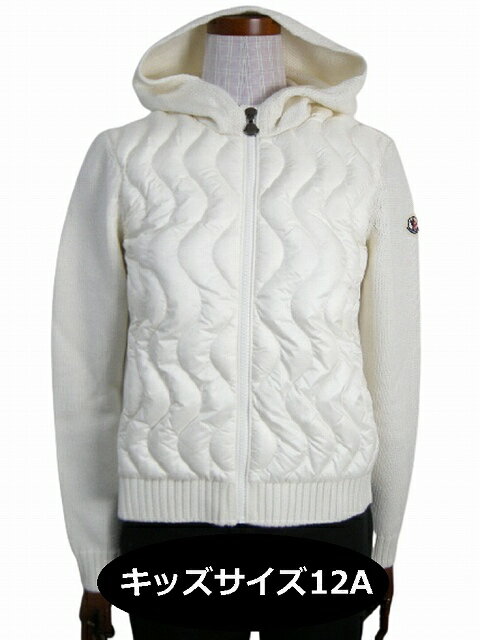 【MONCLER/モンクレール/ニットダウンジャケット/キッズサイズ12Aサイズ(大人着用可)ガール/子供/2020-2021AW/秋冬/フード付きライトダウンジャケット/ダウンパーカー/ダウンカーディガン/ニットセーター/034/ホワイト/KIDS/キッズサイズ12A (レディース00-0相当)】