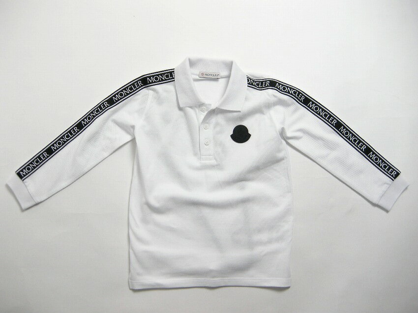 MONCLER/モンクレール/MAGLIA POLO MANICA L/スリーブロゴ長袖ポロシャツ/鹿の子長袖TシャツロンT/長袖カットソー/ベビーサイズ12/18 18/24 2A キッズ3A (1才-3才サイズ)2020-2021AW/秋冬/002/ホワイト/白/ベビー/BABY/KIDS/子供/ガール/女の子/ボーイ/男の子/8B710-20-8496F