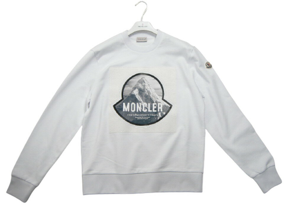 【MONCLER/モンクレール/MAGLIA GIROCOLLO/スウェット/スエット/クルーネック/メンズ/トレーナー/ロンT/ロンTEE/2020-2021AW/秋冬/001/ホワイト/白/8G781-10-8098U】【サイズS/M/L】