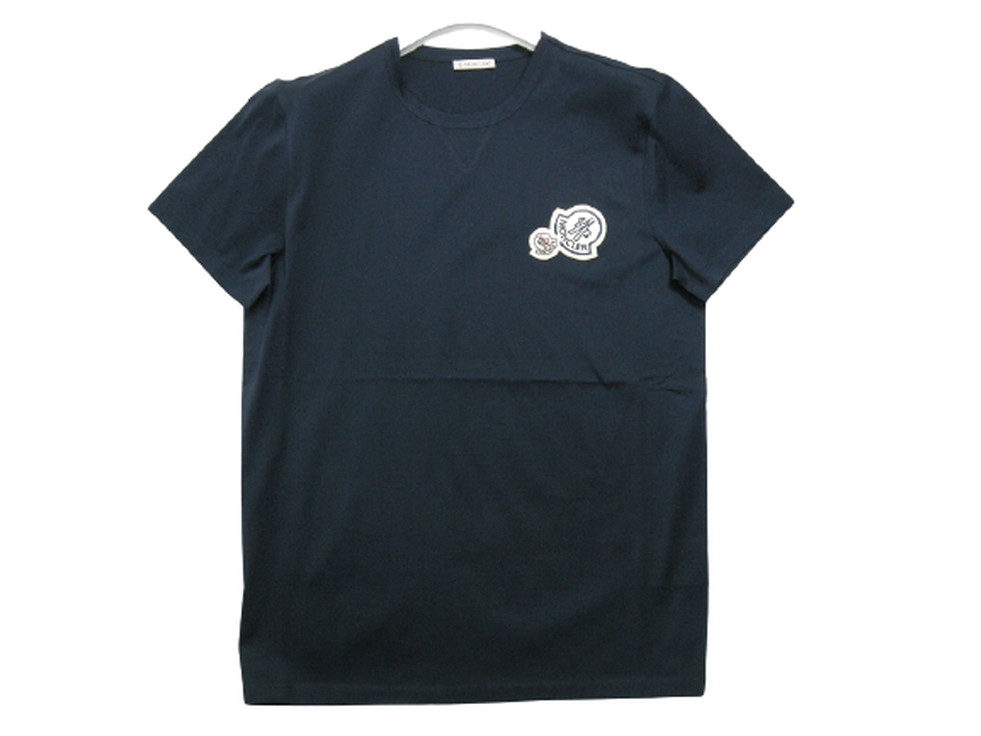 【MONCLER/モンクレール/MAGLIA T-SHIRT/半袖 Tシャツ/TEE/2連ロゴワッペン/2020-2021AW/秋冬/773/ダークネイビー系/8C781-00-8390Y】【サイズXXL】