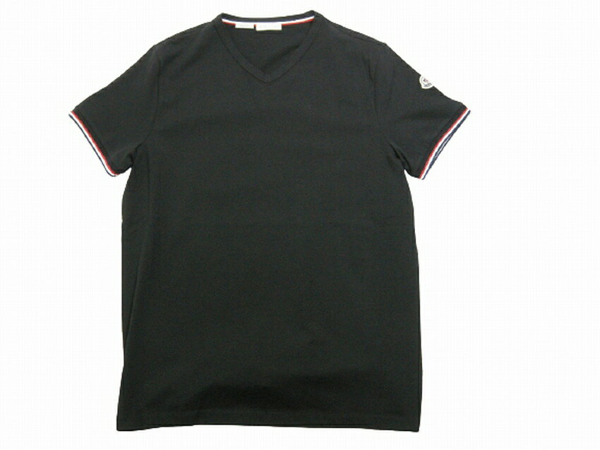 【MONCLER/モンクレール/MAGLIA SCOLLO A V/Vネック型ロゴ半袖Tシャツ/ストレッチ/TEE/カットソー/V-NECK/T-SHIRT/2021SS/春夏/999/ブラック/黒/メンズ/8C715-00-87296】【サイズS/M/L/XL/XXL】