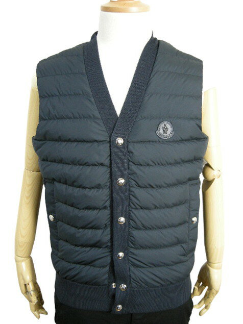 【MONCLER/モンクレール/GILET TRICOT/コットンニット切替ダウンベスト/ニットダウン/ライトダウンベスト/ダウンベスト/DOWN VEST/ジレ/ダウンカーディガン/メンズ/2022SS/春夏/742/ダークネイビー系/NAVY/サイズS/M/L/XL/XXL/091-9I00001-M1367】