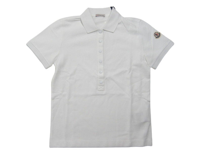 【MONCLER/モンクレール/SS POLO/ポロシャツ/ポロTシャツ/POLO TEE/POLO-SHIRT/半袖カットソー/レディース/2022-2023AW/秋冬/001/ホワイト/白/WHITE/サイズXS/S/M 093-8A00005-84720】【襟の開閉が深いのでゴルフやスポーツに最適】