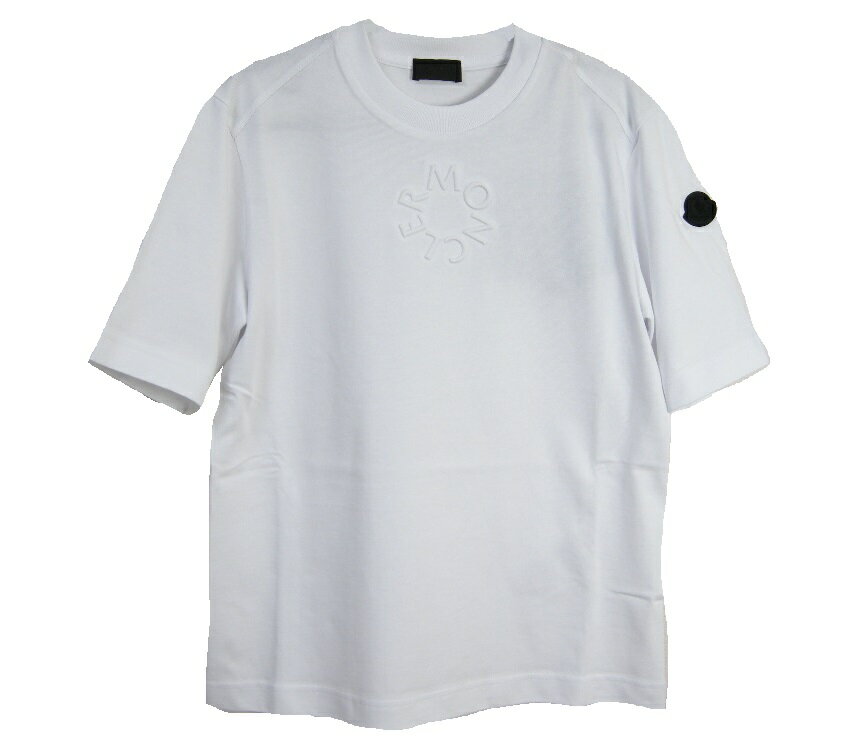 乐天商城 - 【MONCLER/モンクレール/SS T-SHIRT/エンボス加工Tシャツ/半袖Tシャツ/TEE/クルーネック/レディース/2024SS/春夏/001/ホワイト/白/WHITE//サイズXS/S/M/8C00002-89A17】